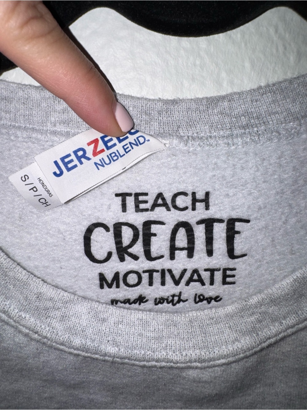 Jerzees Gray CREATIVE 'TEACH' Crewneck Sweatshirt - Picture 2 of 3